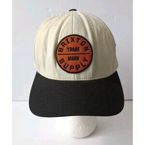 Brixton Supply Hat White Embroidered Snapback Cap